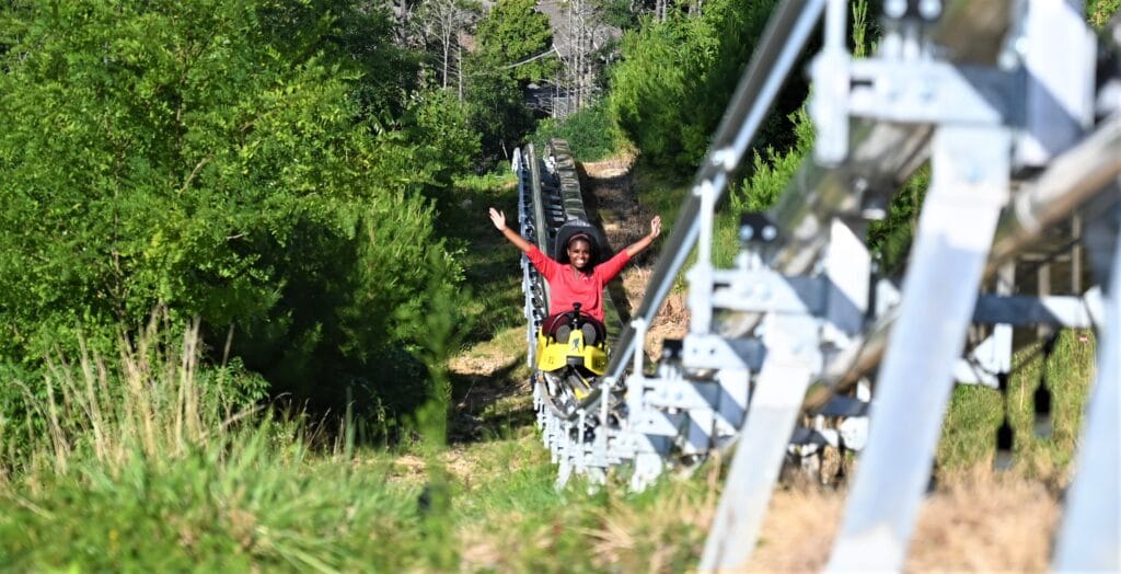 Speeds up to 25 MPH on Anakeestas mountain coaster