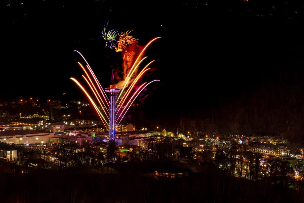 Fireworks light up the sky