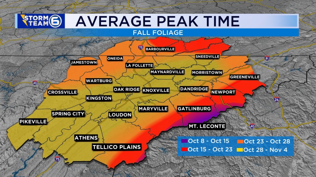 AVG FALL FOLIAGE FOR E TN